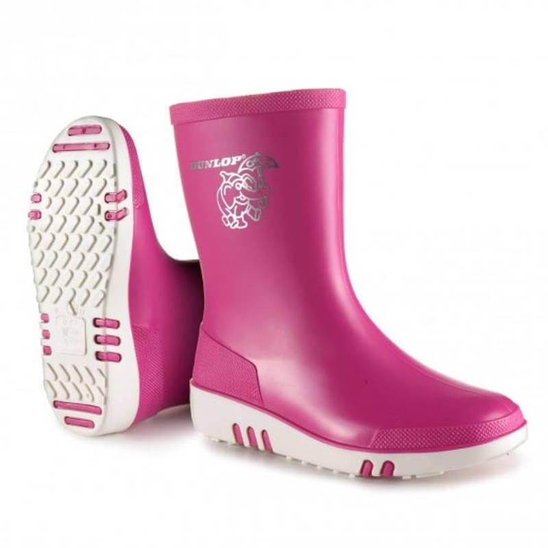 Dunlop Mini Child Wellies Pink/White Footwear - Main Image