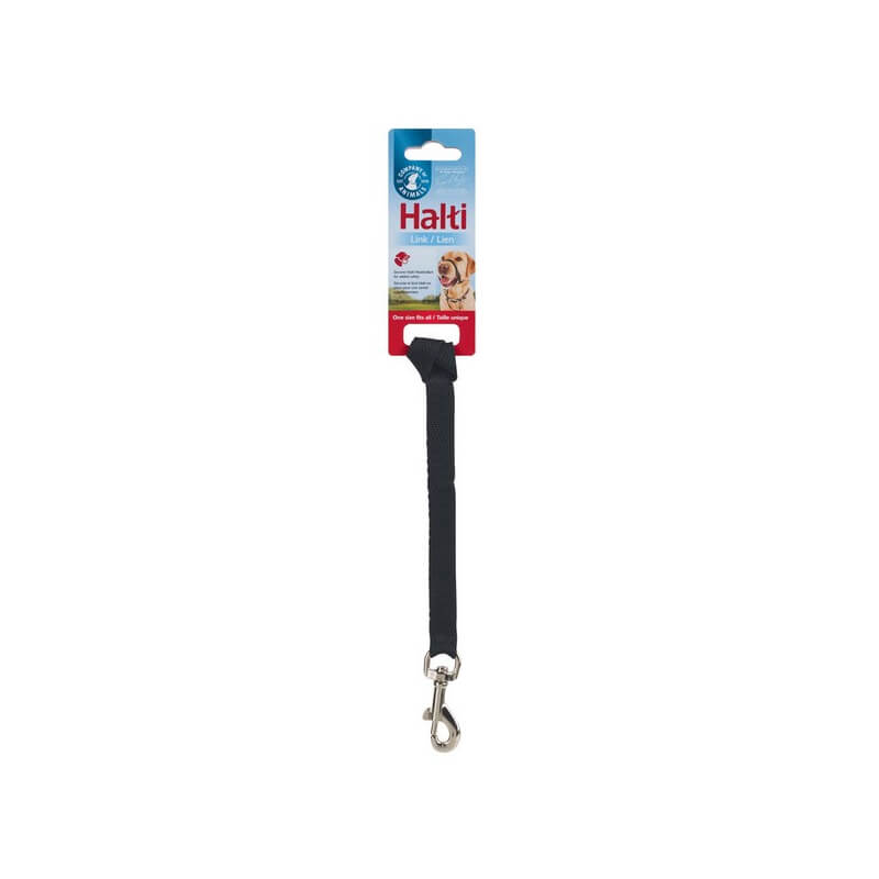 Halti Dog Link Black—secure Halti training lead with metal clip, isolated on white background.