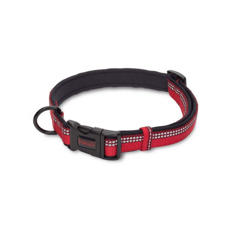 Halti Comfort Dog Collar in gray/black with buckle, ring, and reflective details.