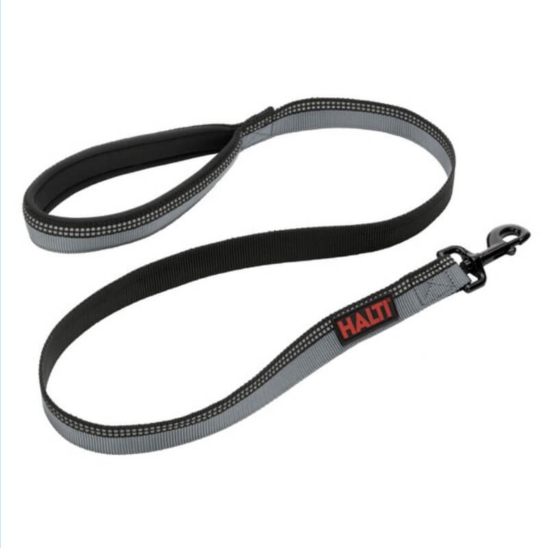 Halti Lead: gray/black, padded handle, metal clip, and reflective dog leash by Halti.