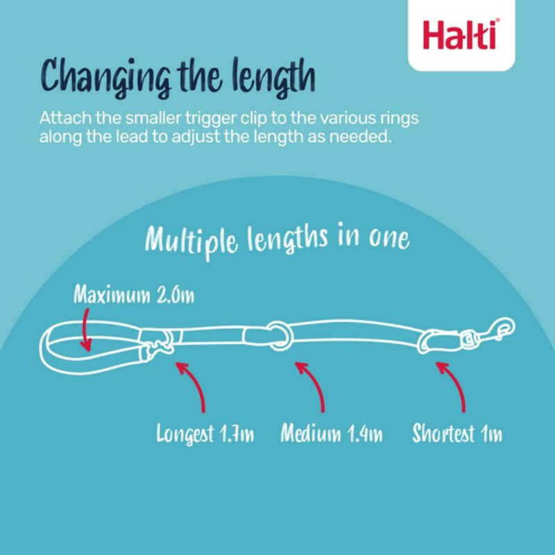 Halti Training Lead Forest Green: adjustable to 2m, 1.7m, 1.4m, or 1m lengths.