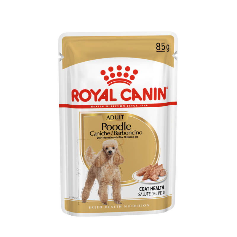 Royal Canin Poodle Pouch 12x85g provides tailored nutrition for adult Poodles.