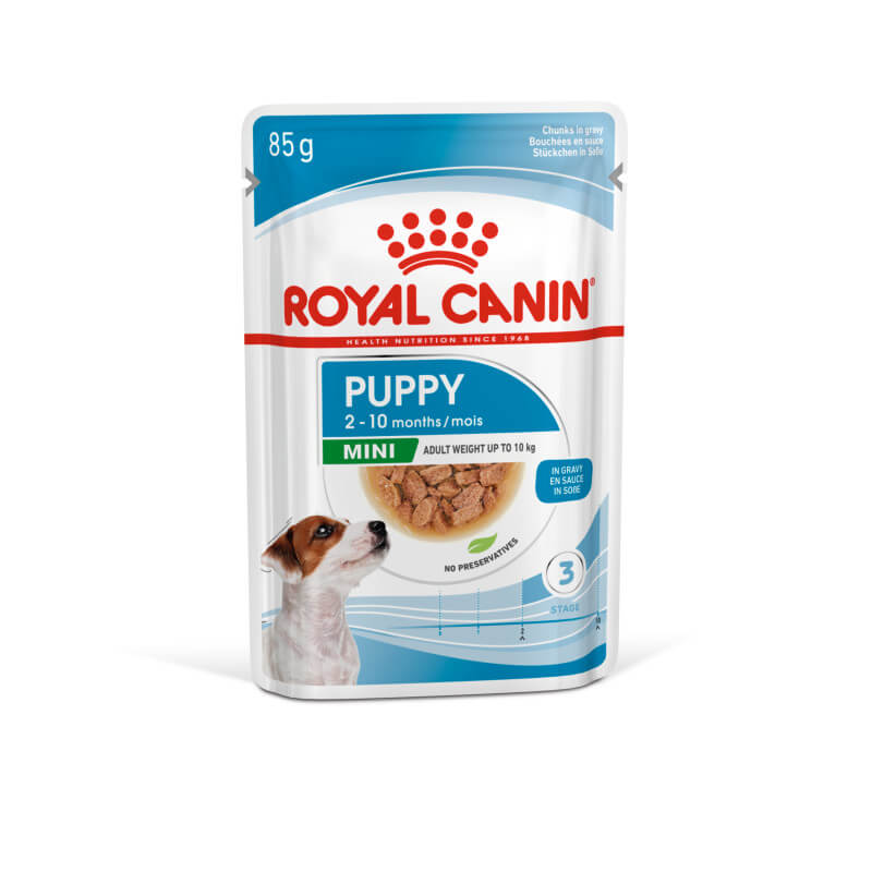 Royal Canin Mini Puppy 12x85g wet food for small breed puppies.