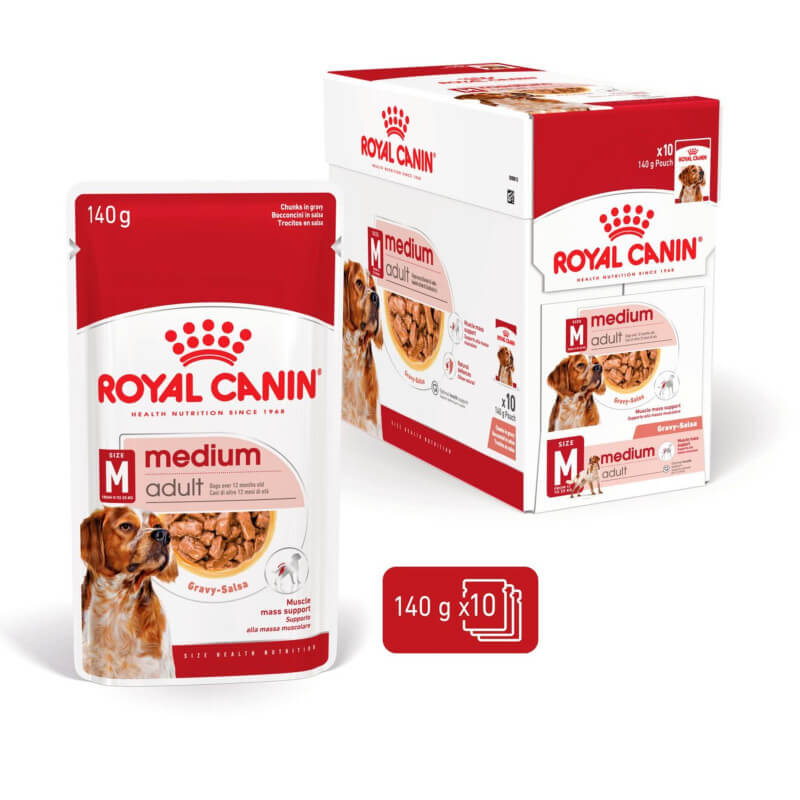 Royal Canin Medium Adult 10x140g is ideal wet food for medium-sized dogs.