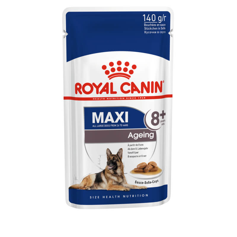 Royal Canin Maxi Ageing 8+ 10x140g wet food for senior large breed dogs.