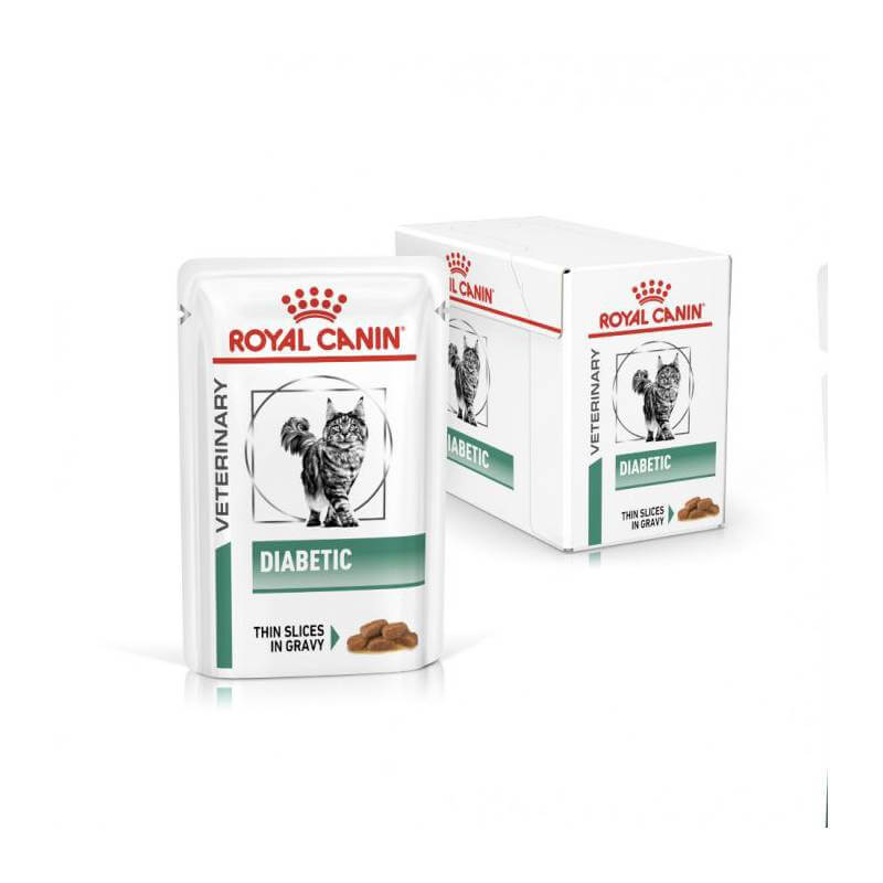 Royal Canin Veterinary Feline Diabetic Pouch 48x85g, ideal for managing diabetes in cats.