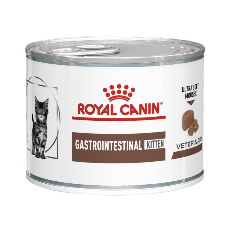 Royal Canin Veterinary Feline Gastrointestinal Wet Kitten Ultra Soft Mousse 195g can.