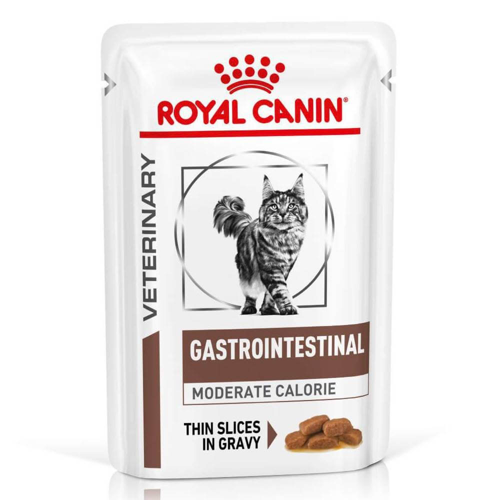 Royal Canin Veterinary Gastrointestinal Moderate Calorie Pouch for cats, 12x85g.
