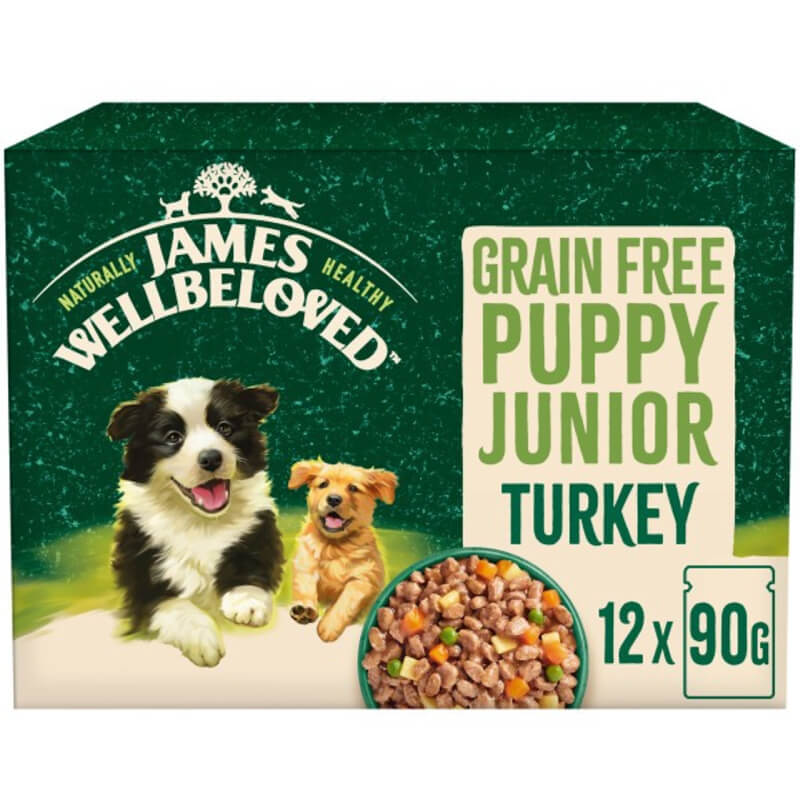 James Wellbeloved GF Puppy Turkey in Gravy Pouch, 12x90g packs.