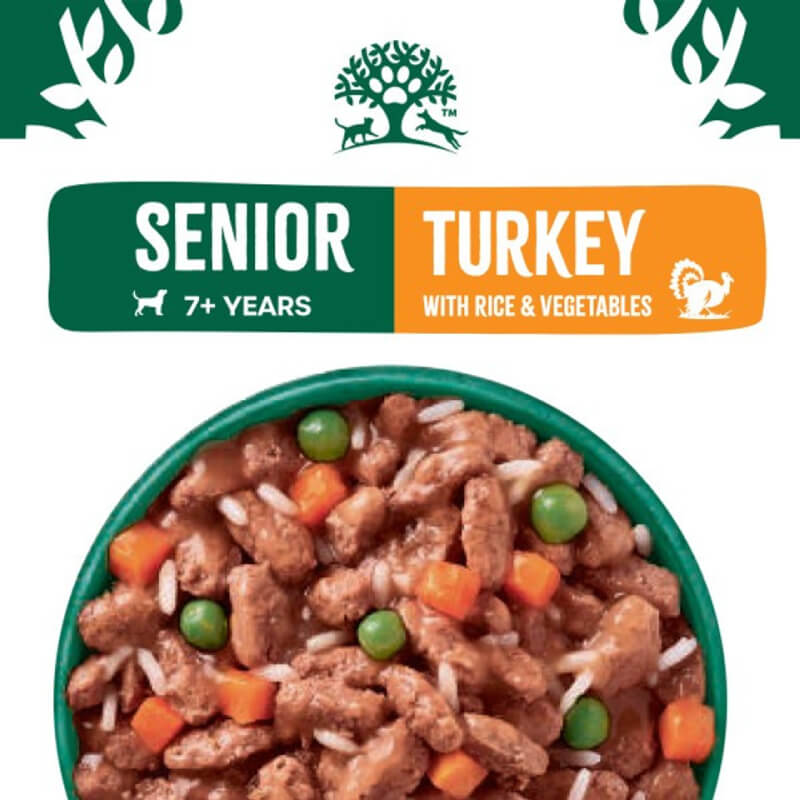 James Wellbeloved Senior Turkey in Gravy 90g: natural dog food for dogs aged 7+ years.