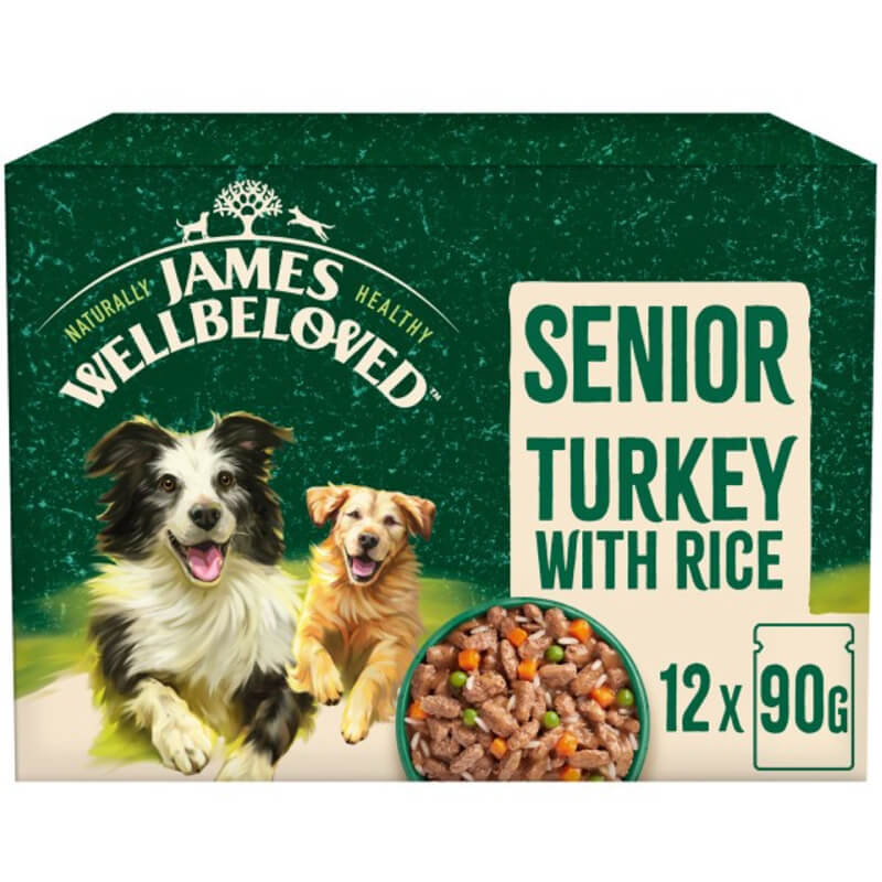 James Wellbeloved Senior Turkey in Gravy Dog Pouch 12x90g.