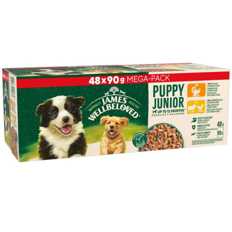 James Wellbeloved Puppy Turkey, Lamb &amp; Chicken in Gravy Dog Pouch 48x90g.