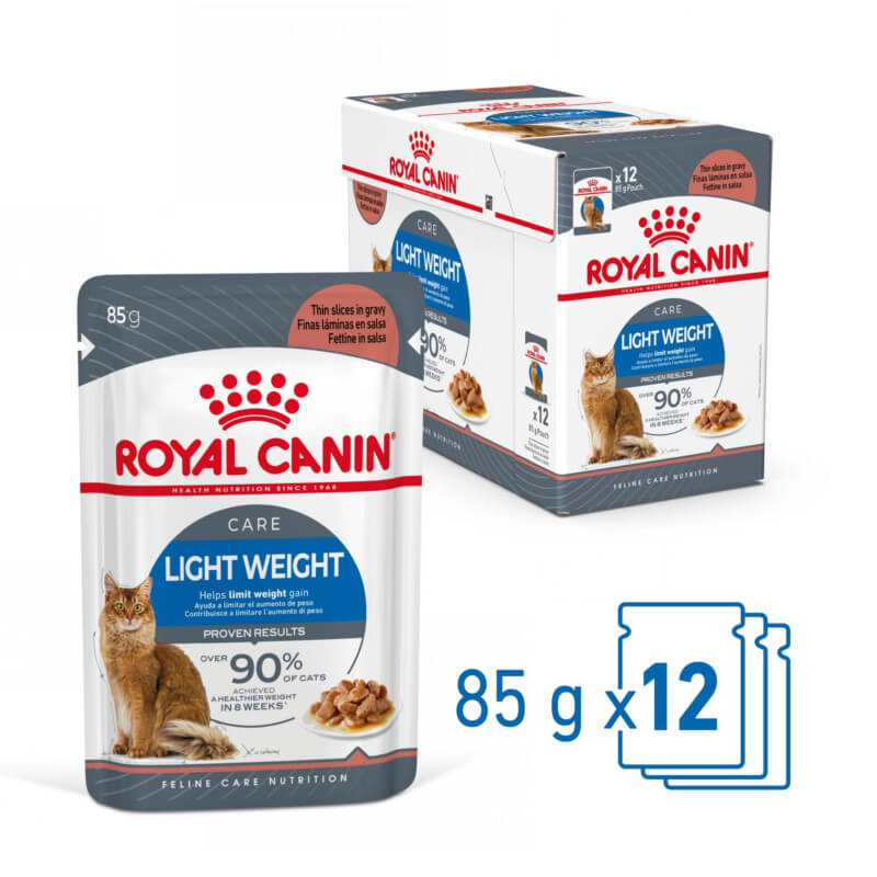 Royal Canin Light Weight Care Gravy 12x85g for cat weight management.