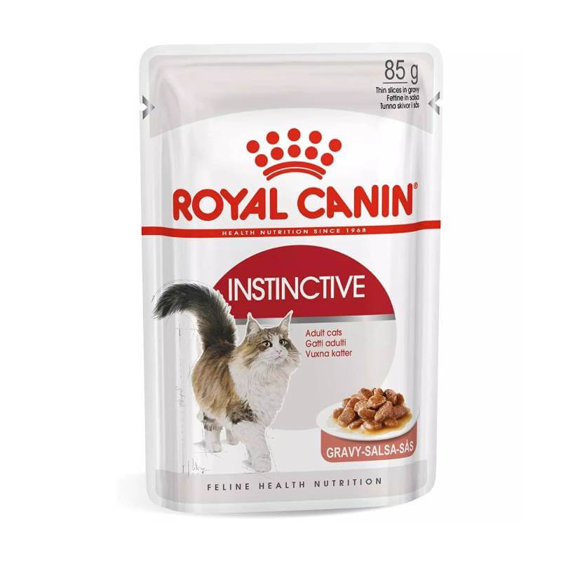 Royal Canin Instinctive Pouch in Gravy 12x85g: Adult cat food in tasty, nutritious gravy.