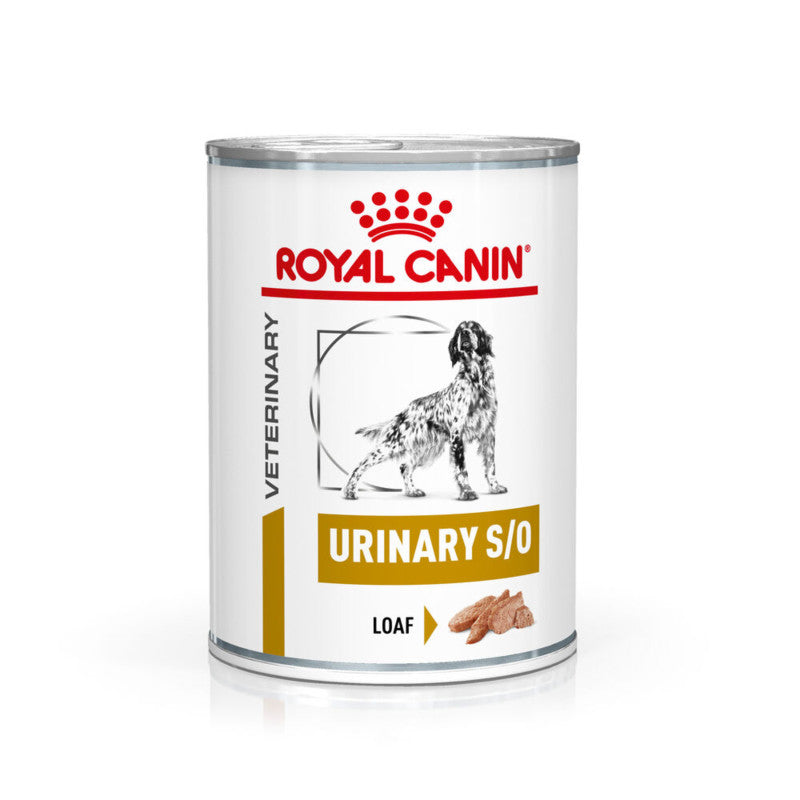Royal Canin Veterinary Urinary S/O Loaf Canine Tins support your dog's urinary tract health.