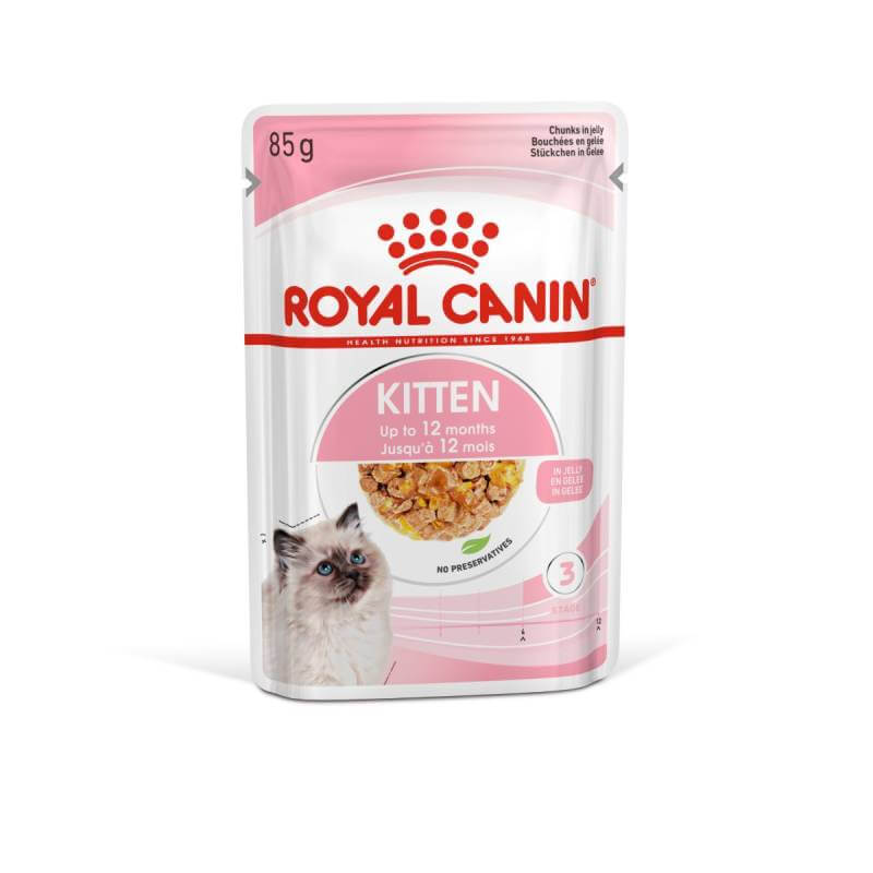 Royal Canin Kitten In Jelly 12x85g—ideal nutrition for growing kittens.