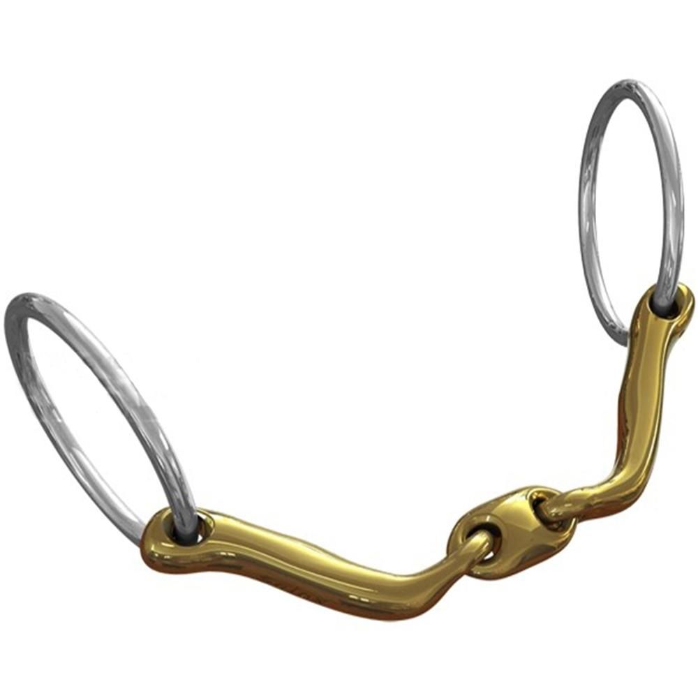 Neue Schule Verbindend Loose Ring: a dressage-legal Salox Gold bit with central joint.