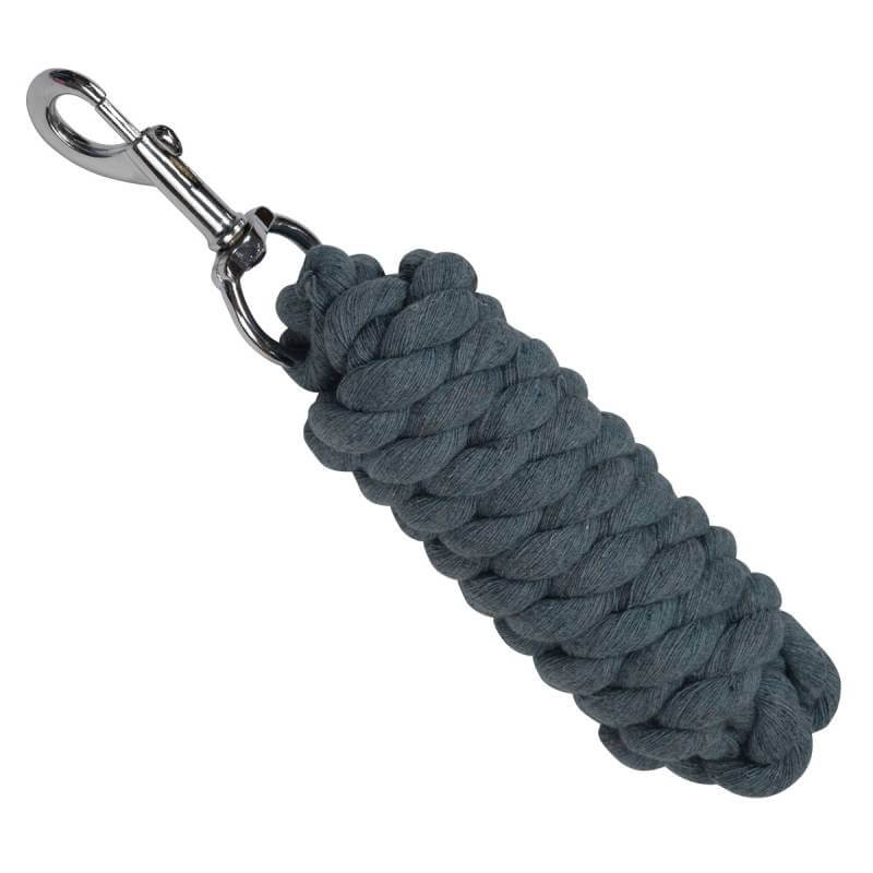 Roma Lead Rope: Coiled grey cotton rope with metal trigger clip by Roma.