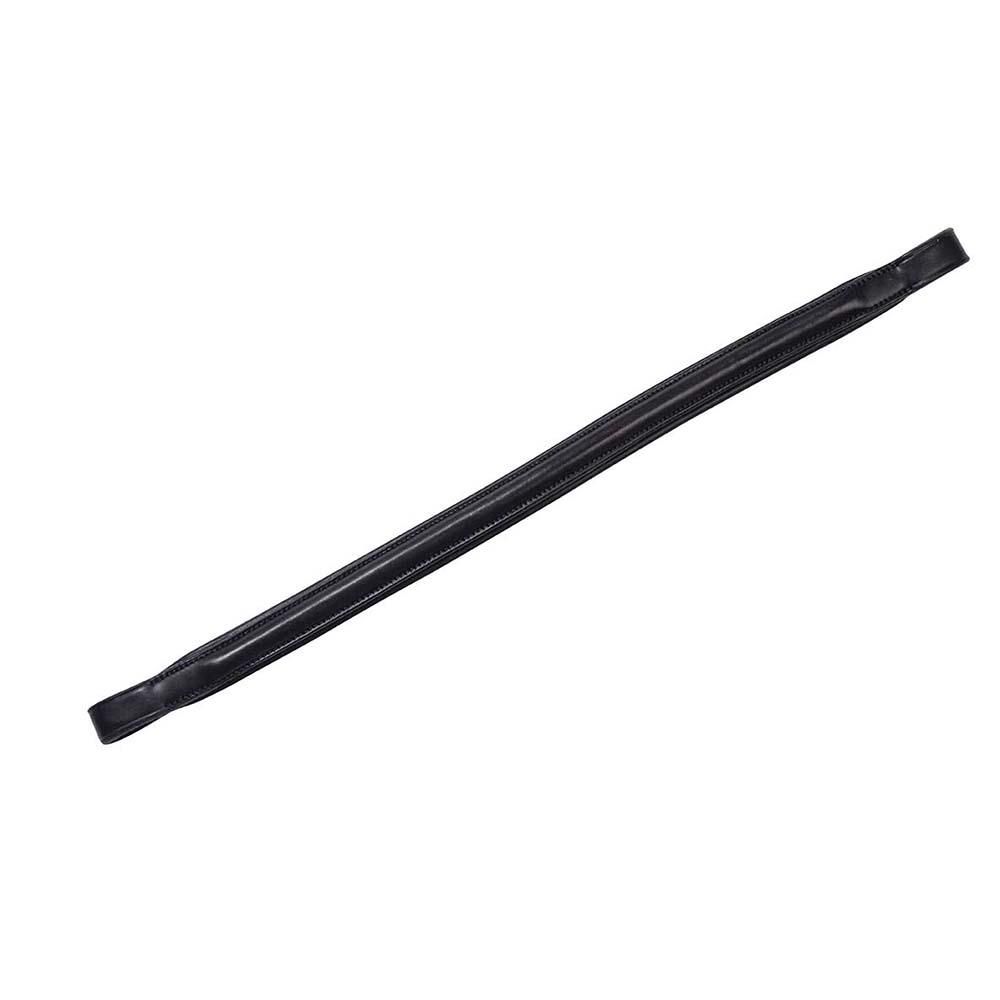 Collegiate Plain Browband by Collegiate, black leather with stitched edges on white background.