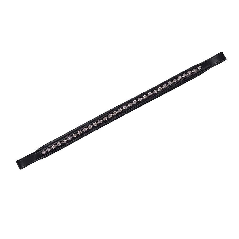 Collegiate Large Diamante Browband: black leather with a row of small, round crystals.