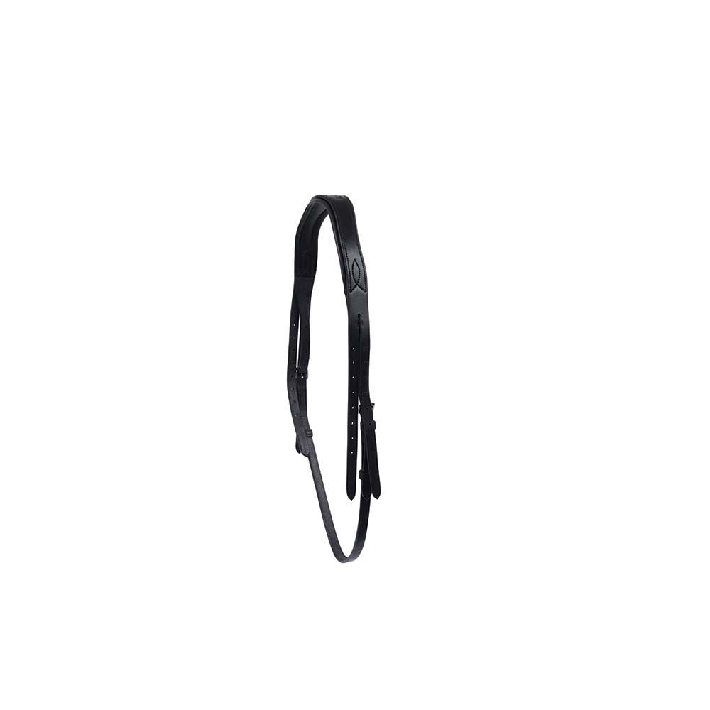 Collegiate Mono Crown Headpiece—black European leather with buckles, by Collegiate.