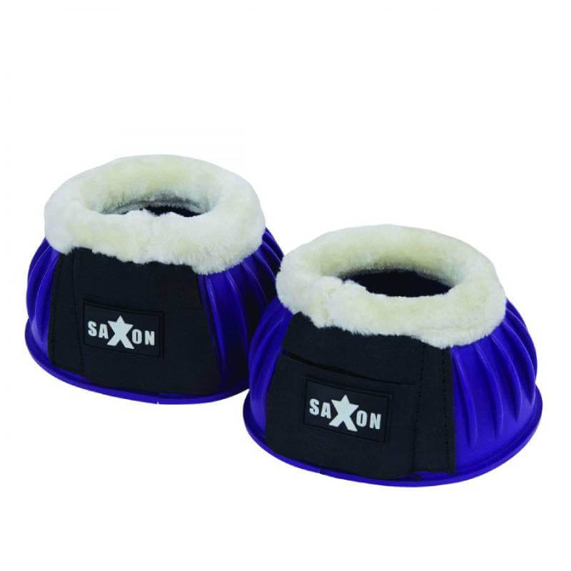 Saxon Fleece Trim Rubber Bell Boots feature black closures and soft white fleece trim.