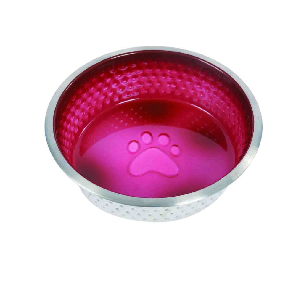 Weatherbeeta Non-Slip Stainless Steel Shade Bowl with paw print and silicone base.