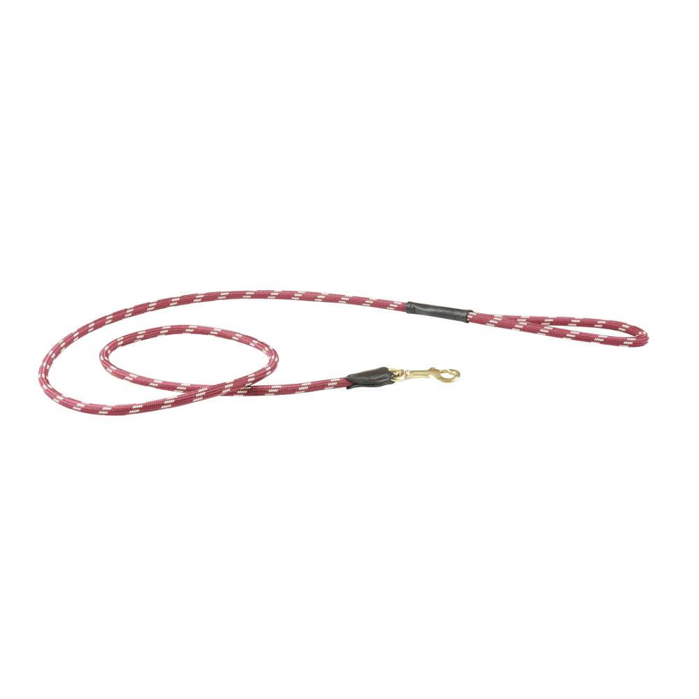 Weatherbeeta Rope Leather Dog Lead in navy/white with metal clip and loop handle.