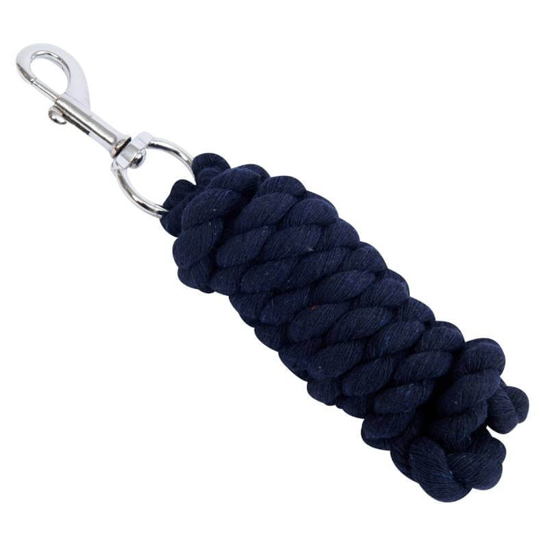 Roma Lead Rope: navy blue cotton with silver trigger clip by Roma for secure attachment.
