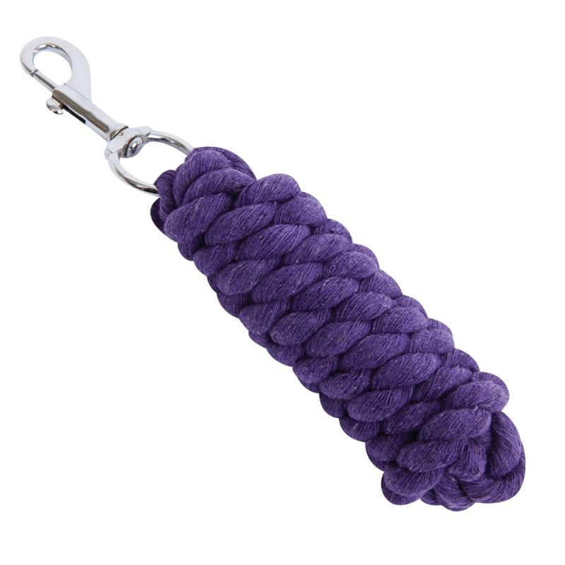 Roma Lead Rope: Purple cotton rope with silver trigger clip by Roma for secure attachment.