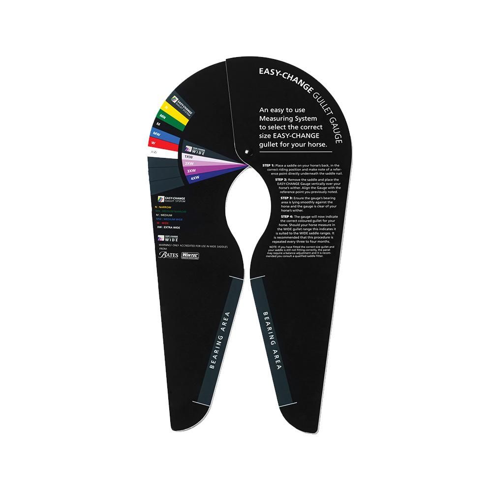 Wintec Easy Change Gullet Gauge: black, with labeled width sizes on top left side.