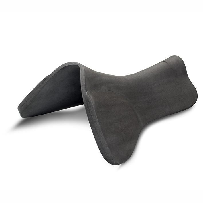 Wintec Comfort Pad Raised Front: black contoured foam pad with raised front, side view.