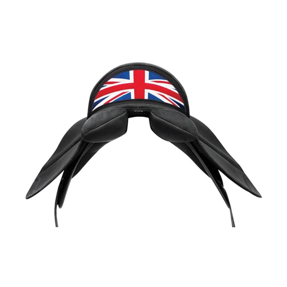 Winteclite All Purpose Cantle UK Flag saddle by Wintec shown on a white background.