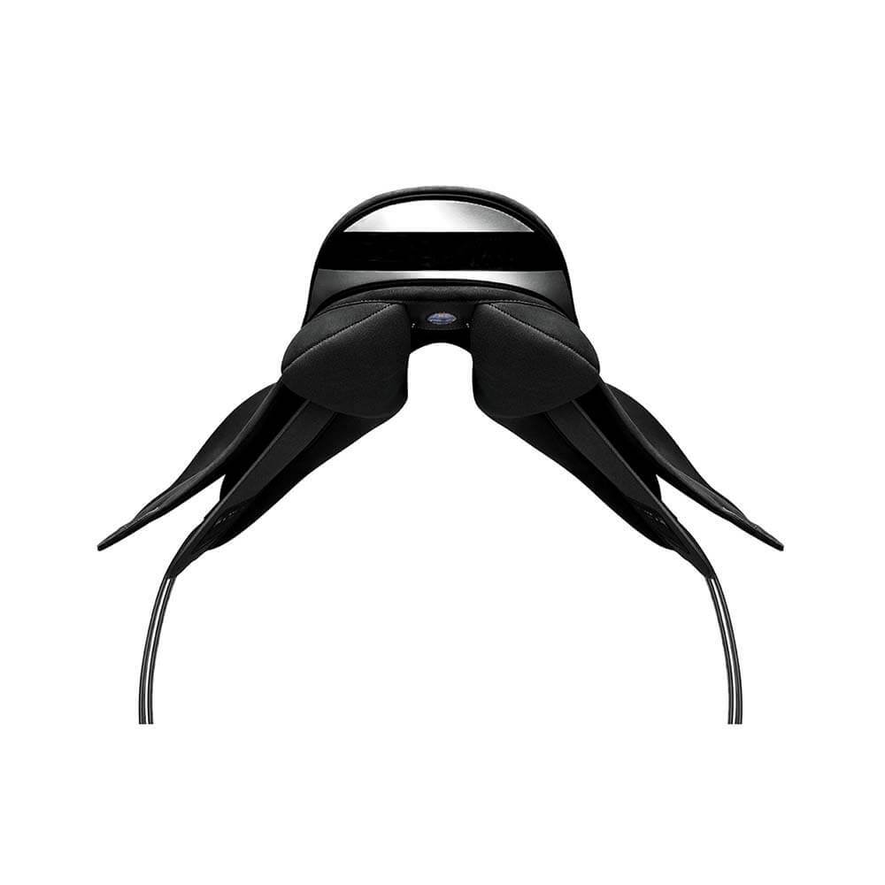 Wintec Winteclite Pony All Purpose Cantle Reflective, front view with cushioned pads, black.