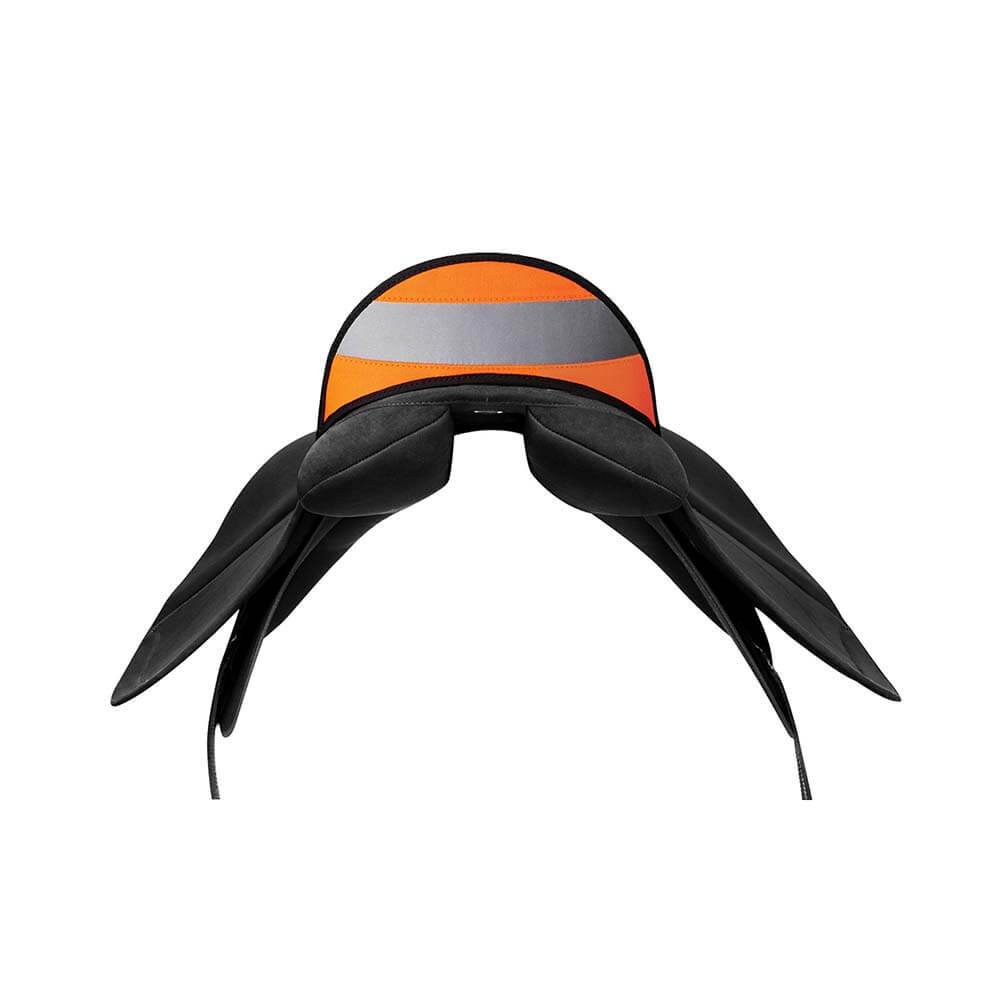 Wintec Winteclite All Purpose Cantle Orange saddle, front view with reflective orange cantle.