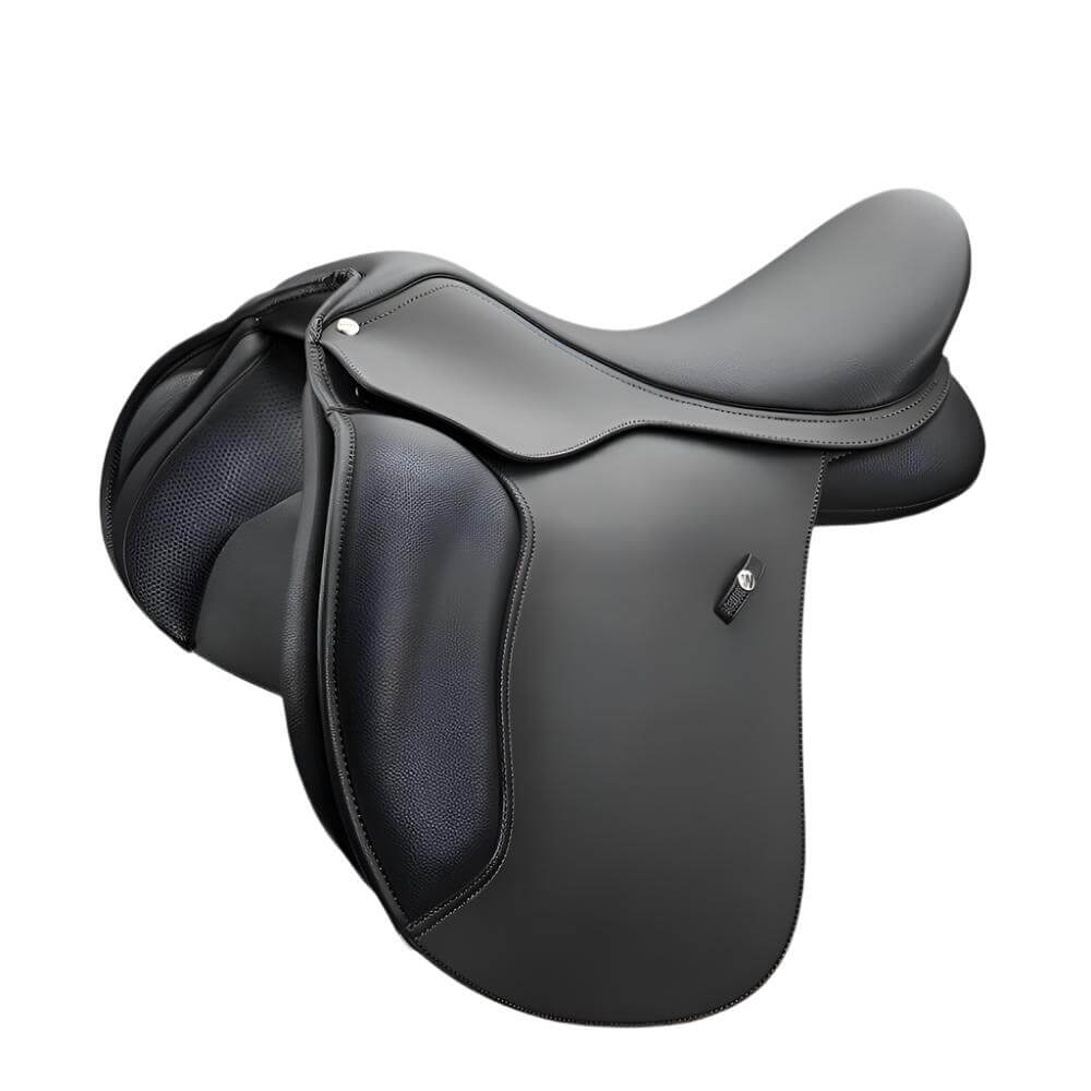 Black Wintec 500 Wide All Purpose Hart Saddle on a white background.