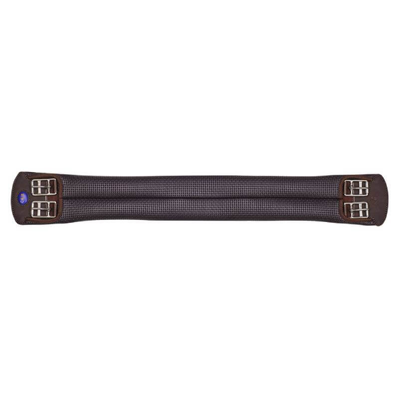 Wintec Miracle Girth Brown Short with metal buckles, shown on white background.