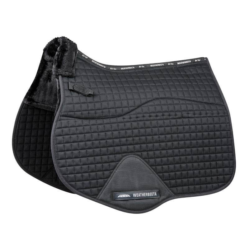 Weatherbeeta Prime Comfy Fleece All Purpose Saddle Pad Black with quilting and branding.