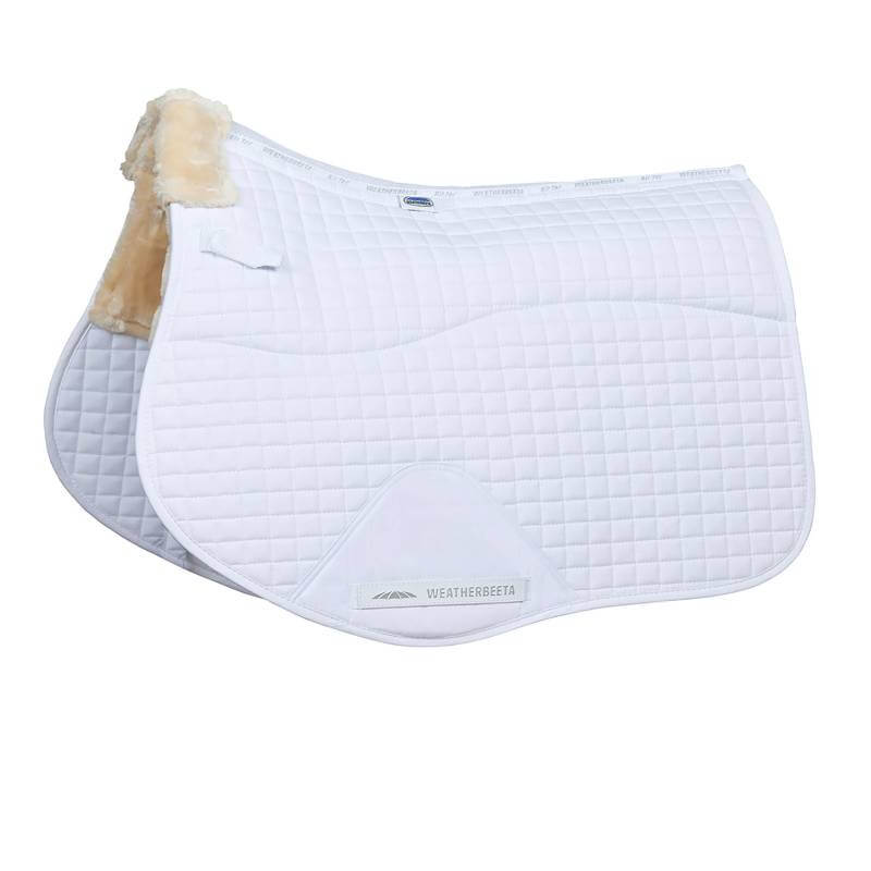 Weatherbeeta Prime Comfy Fleece All Purpose Saddle Pad in white with fleece trim.