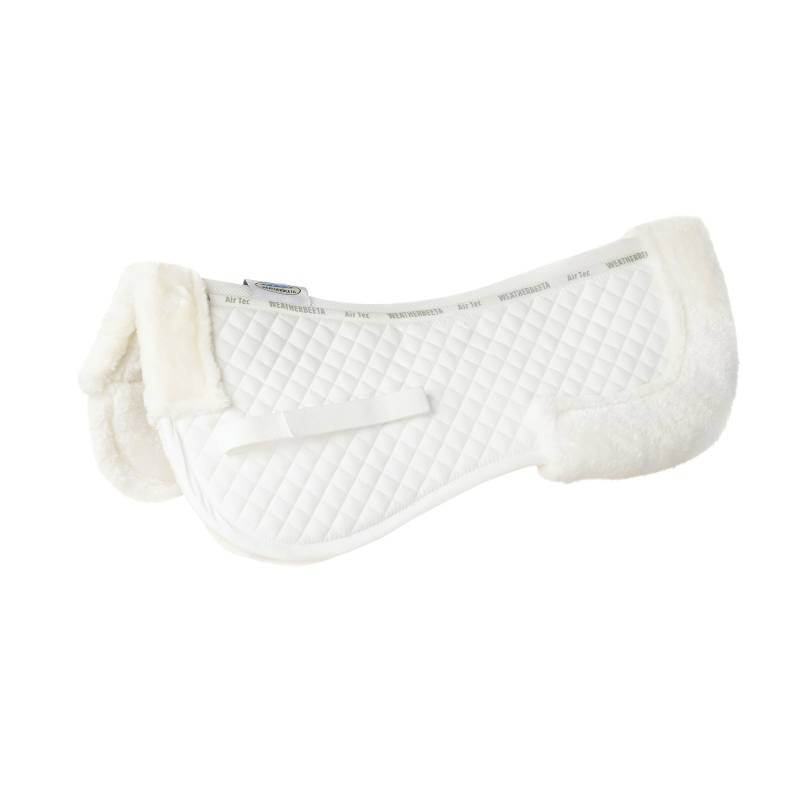 Weatherbeeta Prime Comfy Fleece Half Pad White with fleece trim and Velcro strap.