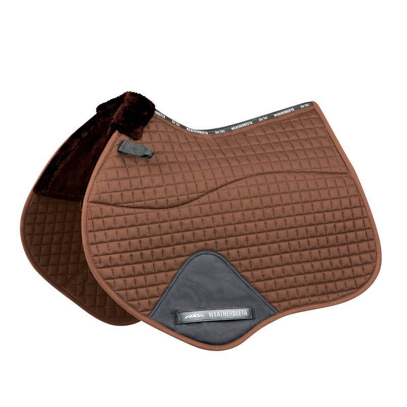 Weatherbeeta Prime Comfy Fleece Jump Saddle Pad Brown, ideal for horses with sensitive skin.