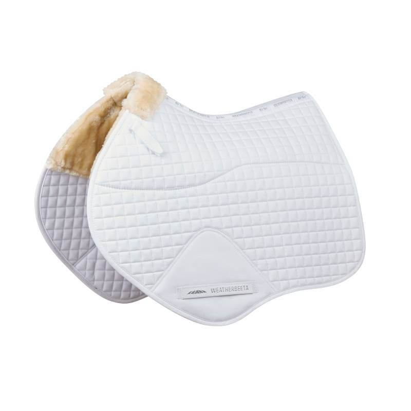 Weatherbeeta Prime Comfy Fleece Jump Saddle Pad White with high wither design for jumping.
