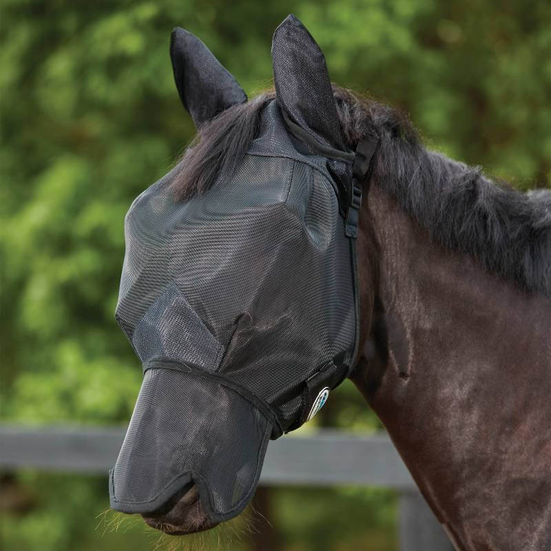 Weatherbeeta Comfitec Double Dart Deluxe Fly Mask With Ears And Nose Black-Pet n Pony-Weatherbeeta