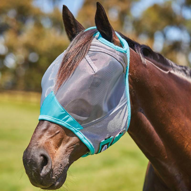 Weatherbeeta Comfitec Deluxe Fine Mesh Mask Grey/Turquoise