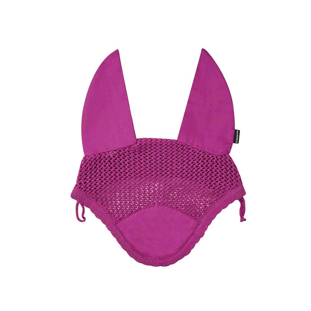 Weatherbeeta Prime Ear Bonnet Red Violet with mesh center and tall ear covers for noise reduction.