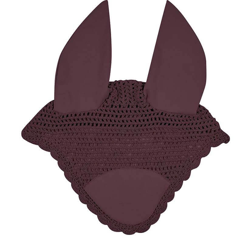 Weatherbeeta Prime Ear Bonnet Mulberry with large ears and scalloped edges.