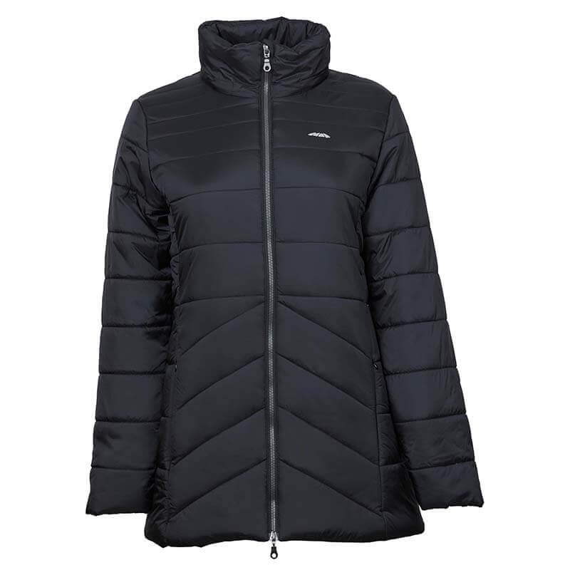 Weatherbeeta Harlow Puffer Jacket Black: long-sleeve, lightweight, front zip, high collar.