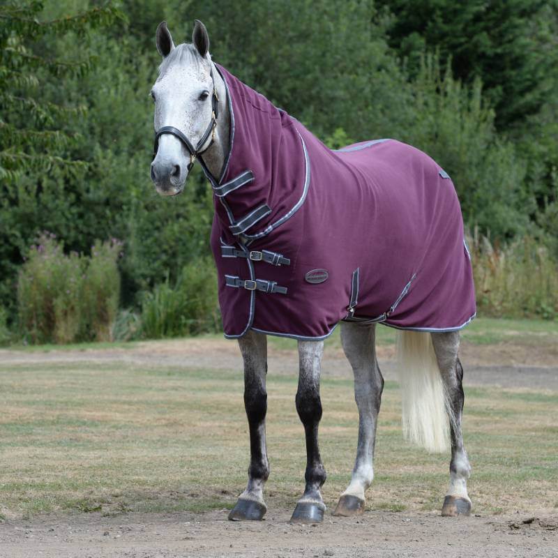 Weatherbeeta Fleece Cooler Combo Neck Maroon/Grey/White-Pet n Pony-Weatherbeeta