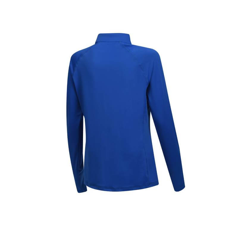 Weatherbeeta Prime Long Sleeve Top in royal blue with 4-way stretch, shown from the back.