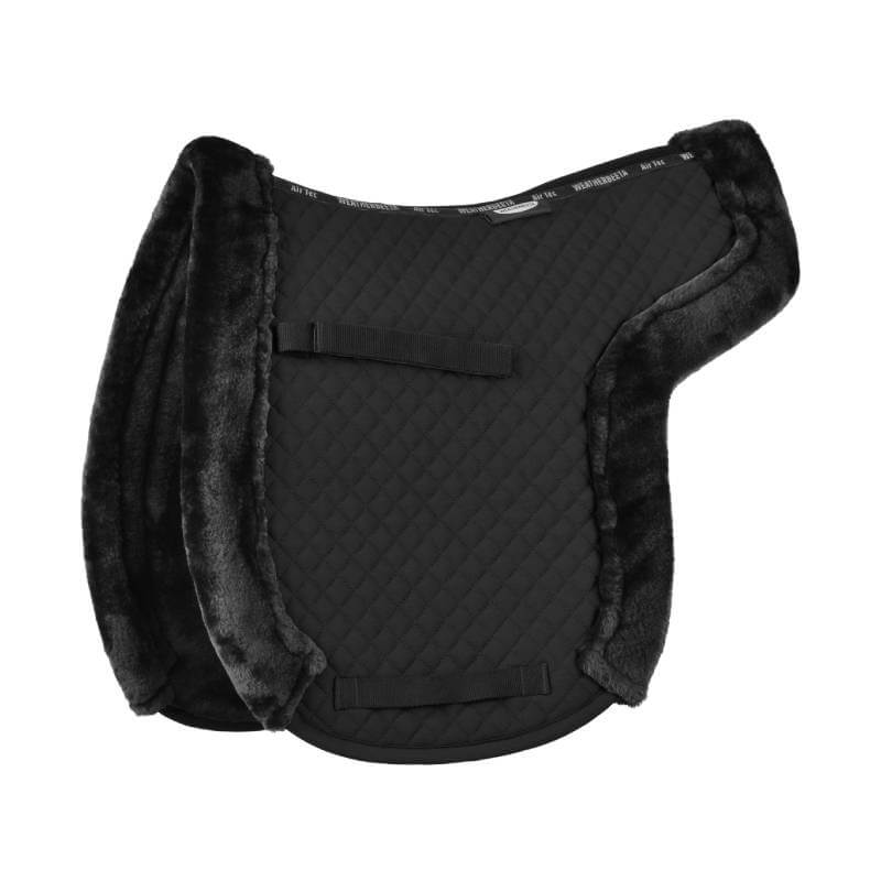 Weatherbeeta Prime Comfy Fleece Numnah Black with faux fur lining and two comfort straps.